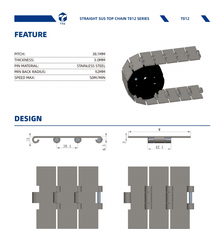 Stainless Steel Top Chain T812 7